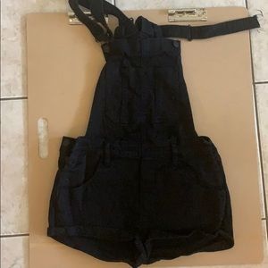 Black overall shorts